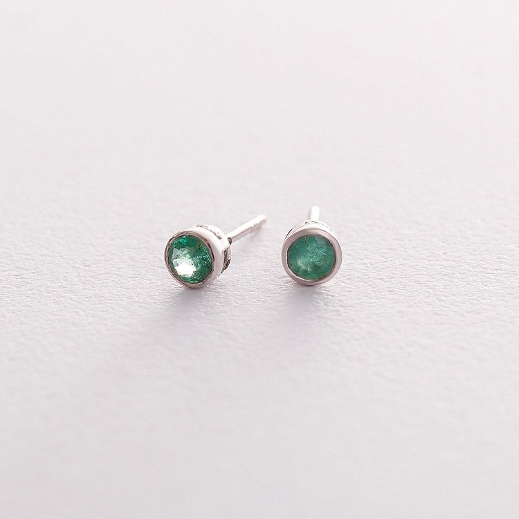 Золоті сережки-пусети з смарагдом сб0295gl від ювелірного магазину Онікс