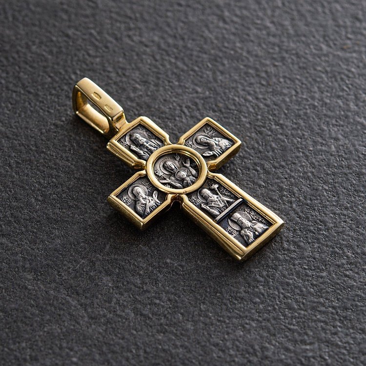 Срібний хрест "Розп'яття. Божа Матір "Втілення". П'ять святителів" 131347 від ювелірного магазину Онікс - 2