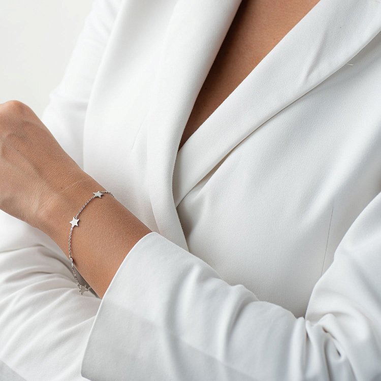 Срібний браслет "Зірочки" 141516 від ювелірного магазину Онікс - 1