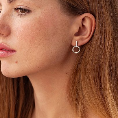 Сережки - пусети "Tessa" з фіанітами (біле золото) с08806 №2