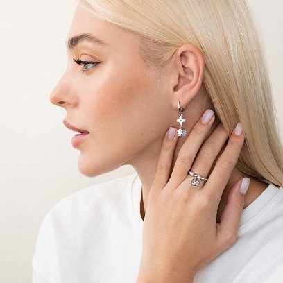 Золотое кольцо "Шарики" (фианиты) к04934 №2