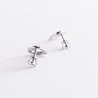 Срібні сережки - пусети "Сердечка" з фіанітами 123030 от ювелирного магазина Оникс - 4