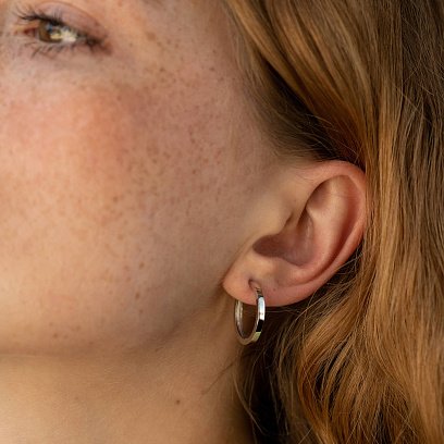 Серьги - кольца в белом золоте с08329 №2