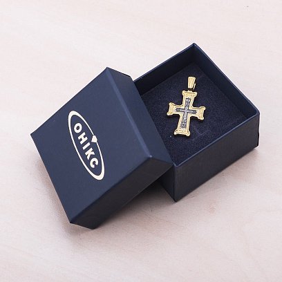 Серебряный крестик с позолотой «Голгофа» 131794 №7