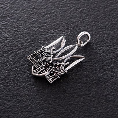 Підвіска "Тризуб із шаблями" у сріблі 133164 №10