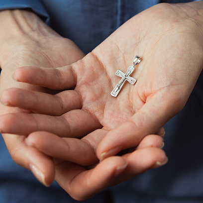 Золотий православний хрест "Розп'яття. Спаси та Збережи" п02486 №2