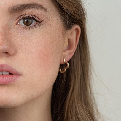 Сережки "Конюшина" в червоному золоті с06972 №3