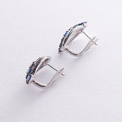 Золотые серьги с сапфирами и бриллиантами сб0069gm №3