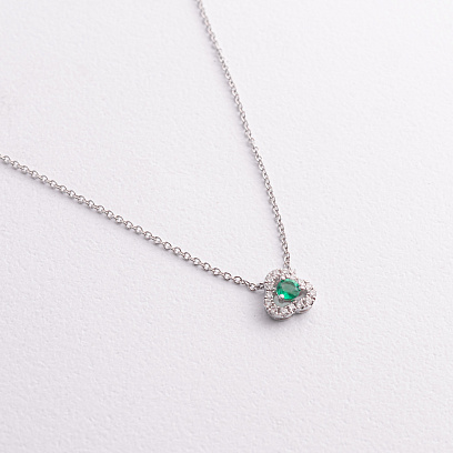 Золотое колье "Клевер" (бриллианты, изумруд) колб0165ca