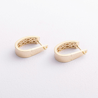 Сережки "Конюшина" з фіанітами (жовте золото) с09685 №2