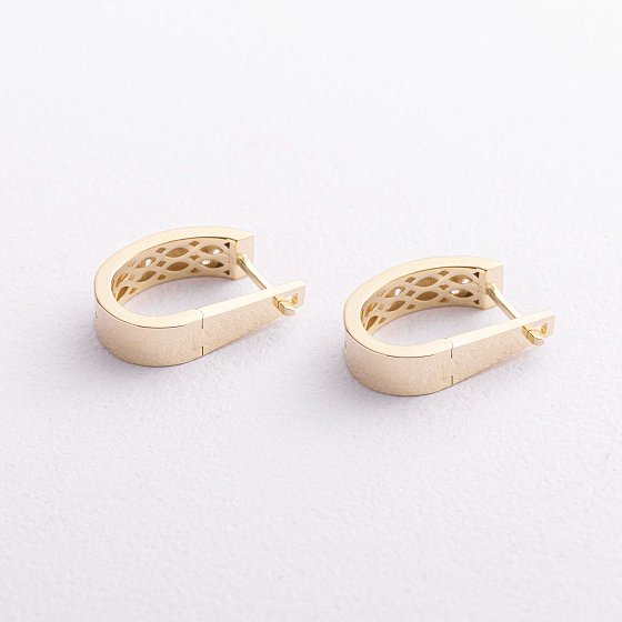 Сережки "Конюшина" з фіанітами (жовте золото) с09685 №3