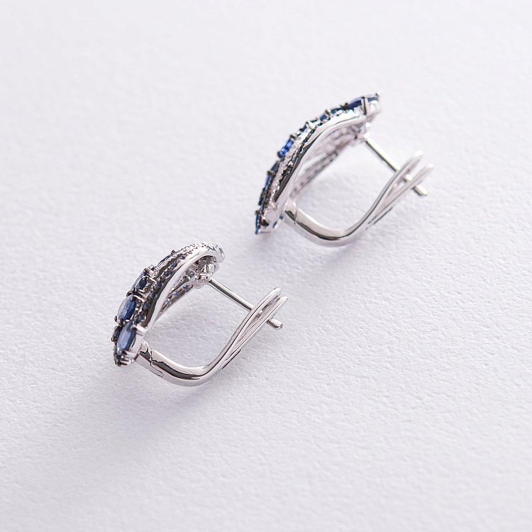 Золотые серьги с сапфирами и бриллиантами сб0069gm от ювелирного магазина Оникс - 2