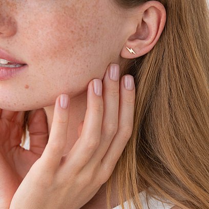 Золотые серьги - пусеты "Молнии" с07923 №7