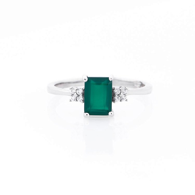 Серебряное кольцо (хризопраз, фианит) 111482 от ювелирного магазина Оникс - 2