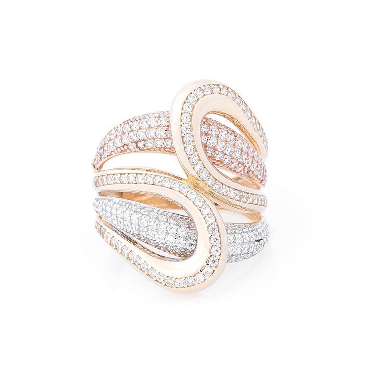 Золотое кольцо с фианитами к04308 - 3 Золотое кольцо с фианитами к04308 от ювелирного магазина Оникс - 3