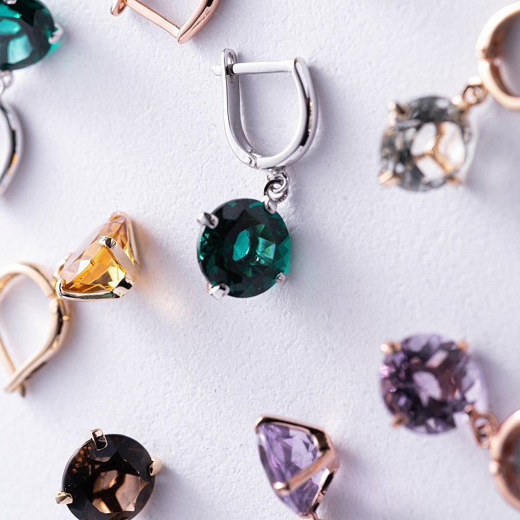 Золотые серьги "Влечение" (синт. турмалин) с08484 от ювелирного магазина Оникс - 7