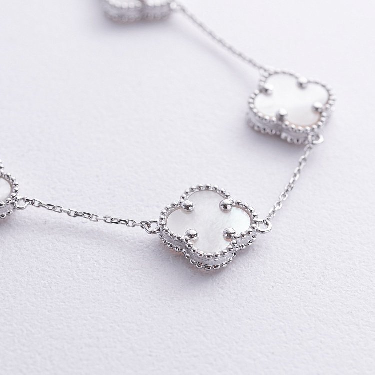 Браслет "Клевера" с перламутром (белое золото) б05441 от ювелирного магазина Оникс - 2