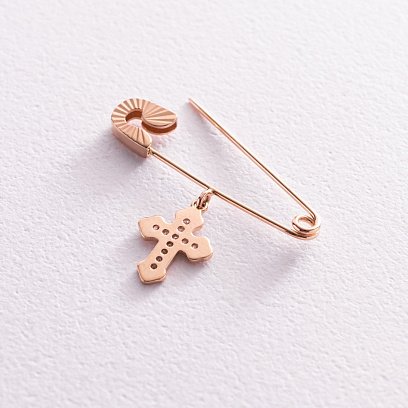 Золотая булавка с крестиком (фианиты) зак00184 №3