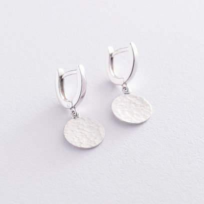 Серьги "Солнечные зайчики" в белом золоте с06753