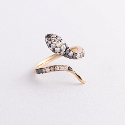 Золотое кольцо "Змея" с бриллиантами кб0609mi №3