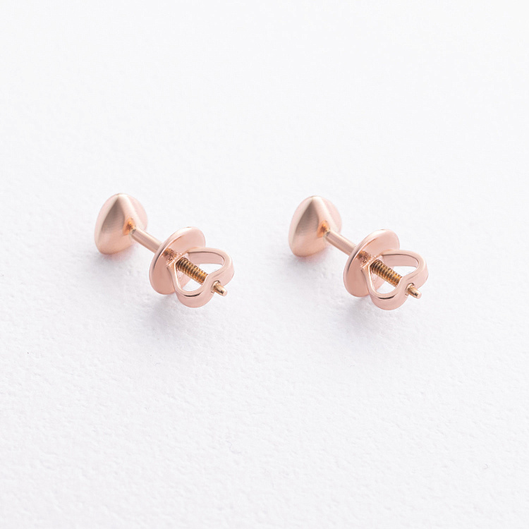 Сережки - пусети "Сердечки" у червоному золоті с09656 від ювелірного магазину Онікс - 2