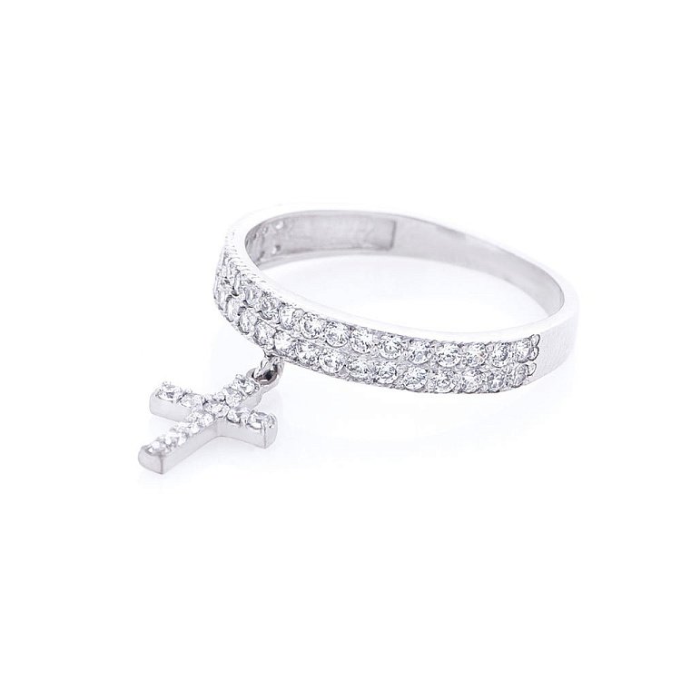 Золотое кольцо "Крестик" (фианиты) к132 от ювелирного магазина Оникс