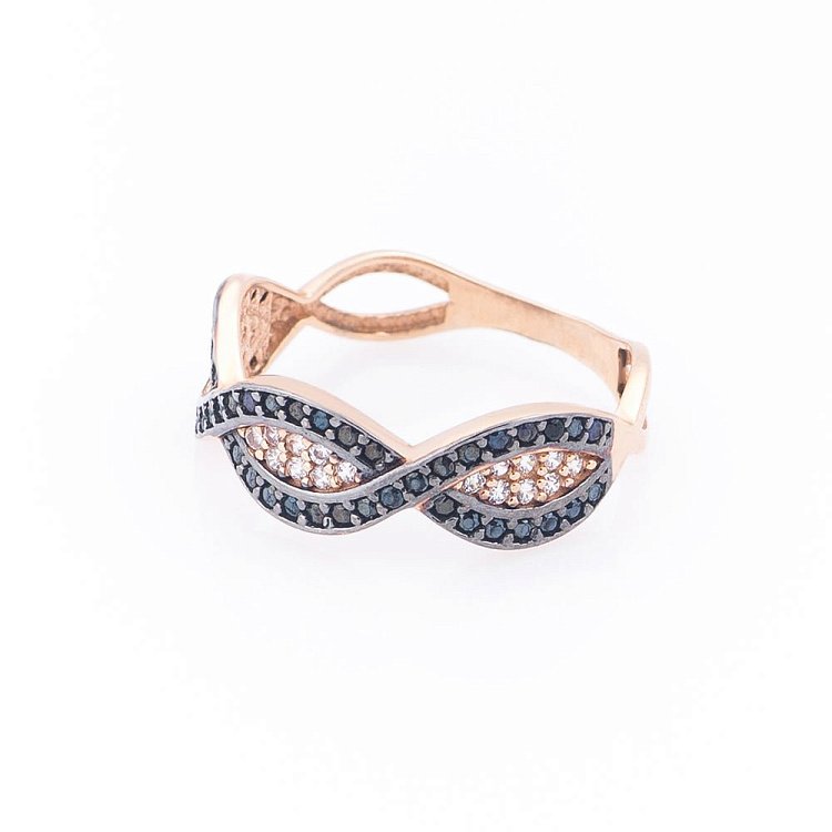 Золота каблучка "Нескінченність" (фіаніти) к03463 від ювелірного магазину Онікс - 1