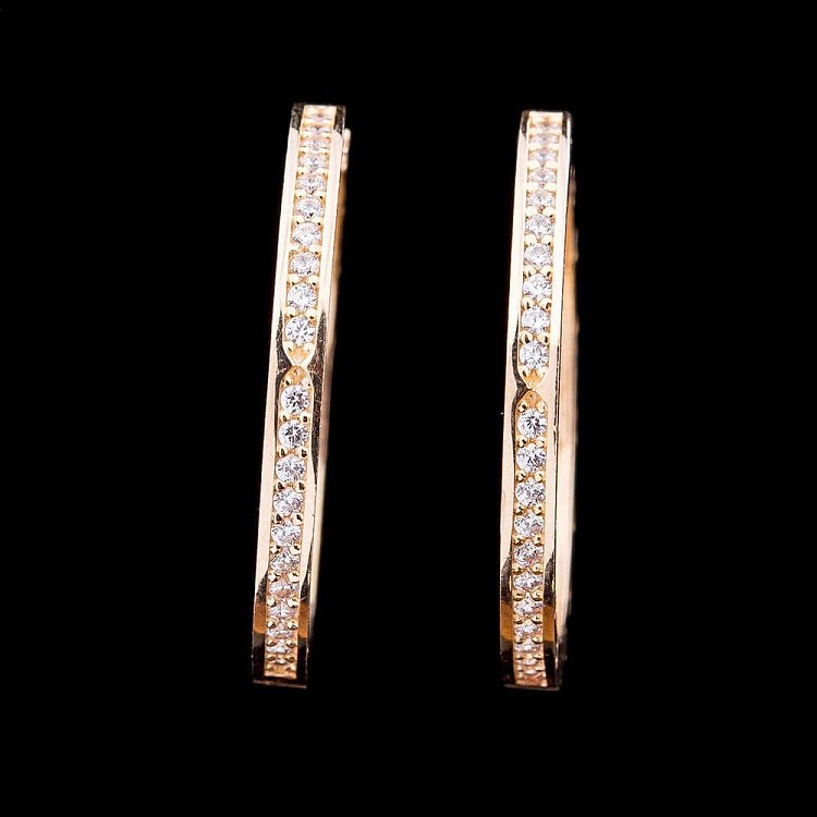Ексклюзивні золоті сережки з фіанітами с03729 від ювелірного магазину Онікс - 2