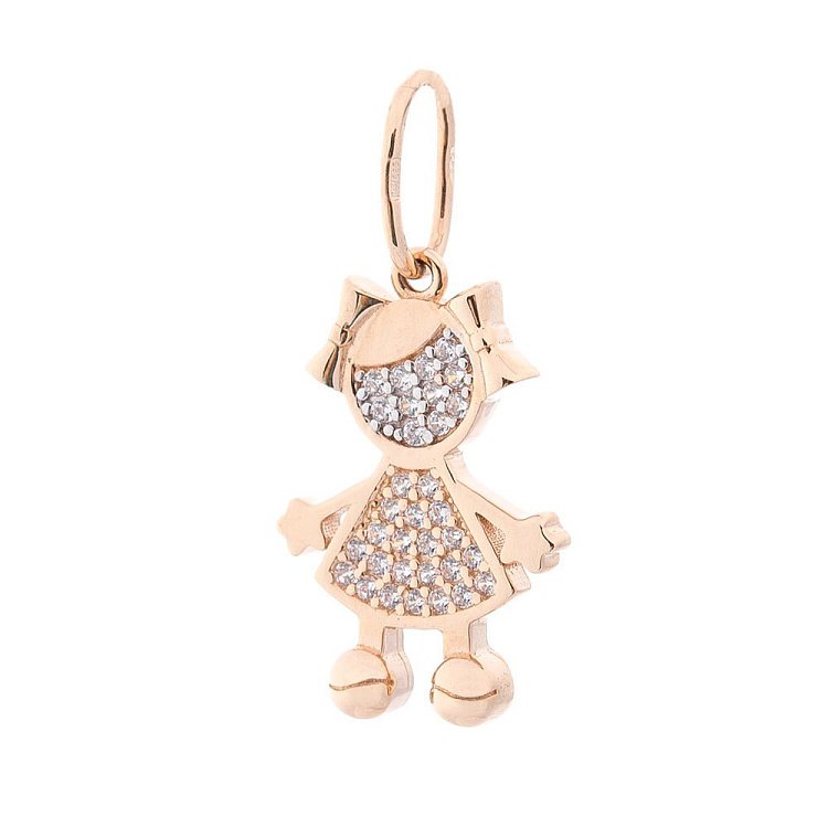Золота підвіска "Дівчинка" (фіаніти) п03029 від ювелірного магазину Онікс
