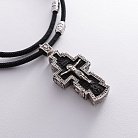 Мужской православный серебряный крест из эбенового дерева на шнурке 181263 от ювелирного магазина Оникс - 3