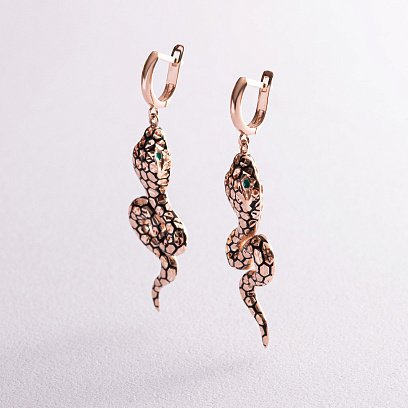 Золоті сережки "Змії" (емаль) с07714