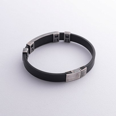 Каучуковий браслет "Карта України" зі срібними вставками 1081 №8