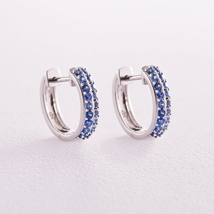 Золотые серьги с сапфирами сб0425gl от ювелирного магазина Оникс