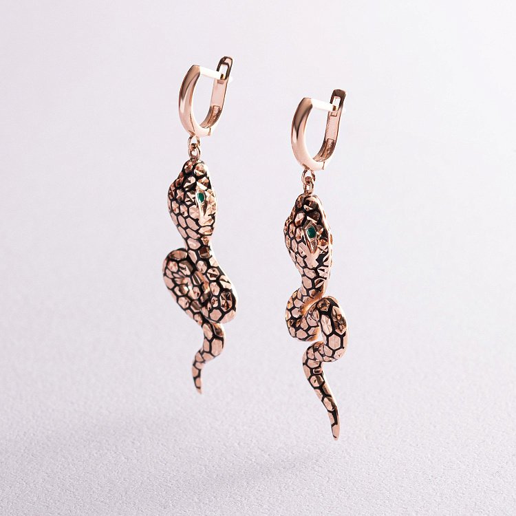 Золоті сережки "Змії" (емаль) с07714 від ювелірного магазину Онікс