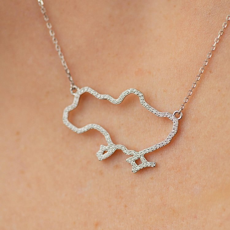 Золоте кольє "Карта України" з діамантами 729671121 від ювелірного магазину Онікс - 1