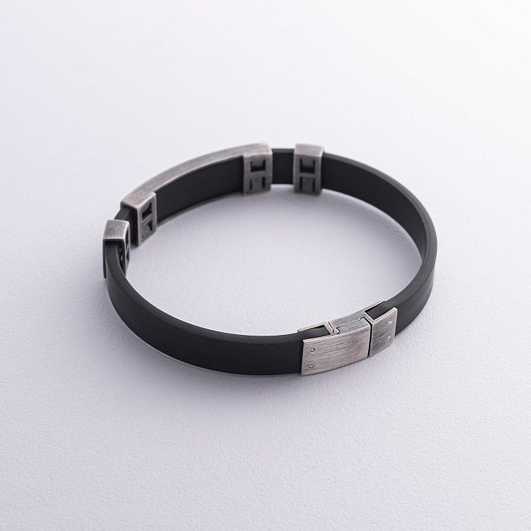 Каучуковий браслет "Карта України" зі срібними вставками 1081 від ювелірного магазину Онікс - 7