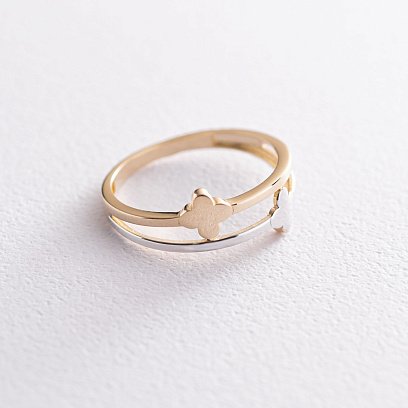 Каблучка "Конюшина" в жовтому золоті к06684