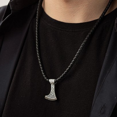 Серебряный кулон "Топор со Щитом Иггдрасилья, Кельтским амулетом Спокойствия" 7046 №7