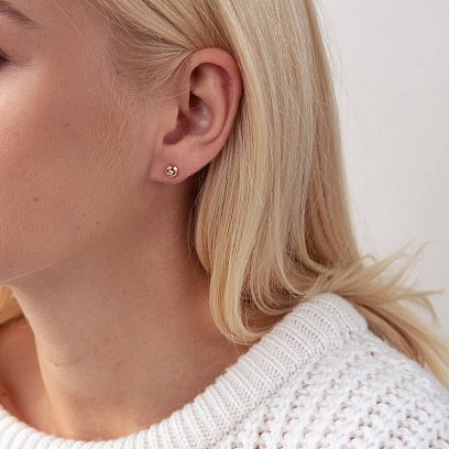 Золоті сережки-пусети з фіанітами с04946 №2