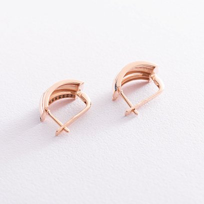 Золотые серьги з черными фианитами с06840 №3