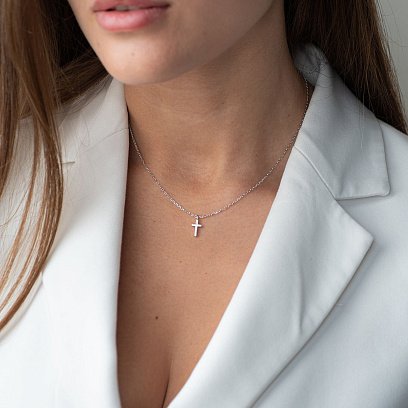 Колье "Крестик" в серебре 181068 №2