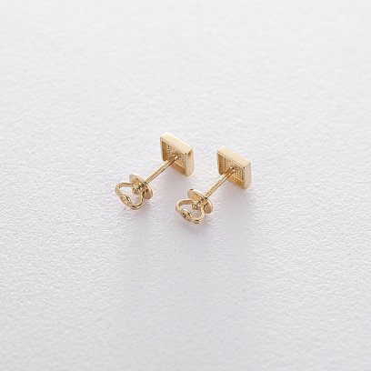 Золотые серьги-пусеты "Квадратики" с06194 №2