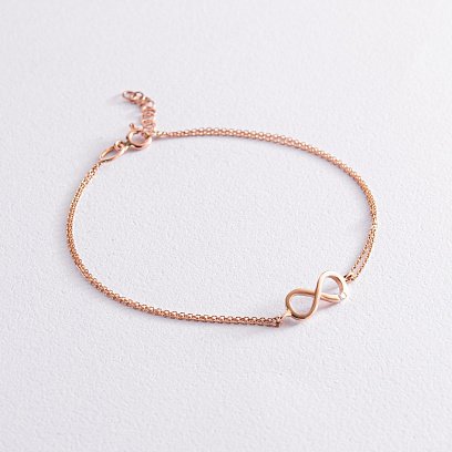 Золотий браслет "Нескінченність" з фіанітом б04859