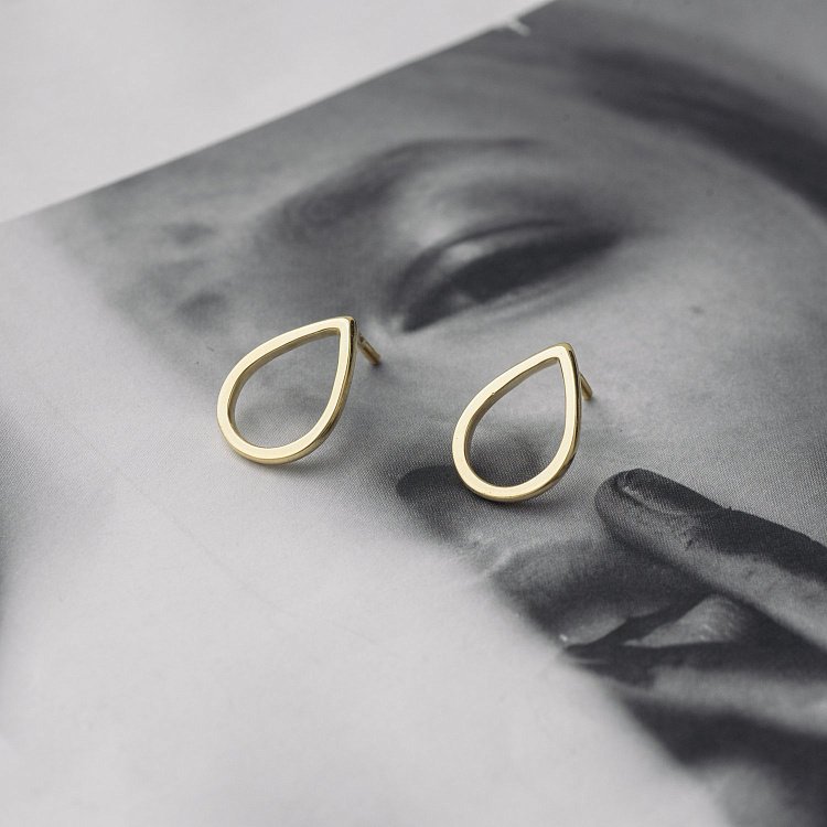 Серьги-пусеты "Большие капельки" в желтом золоте 1.7*1.2 см с06316 от ювелирного магазина Оникс - 2