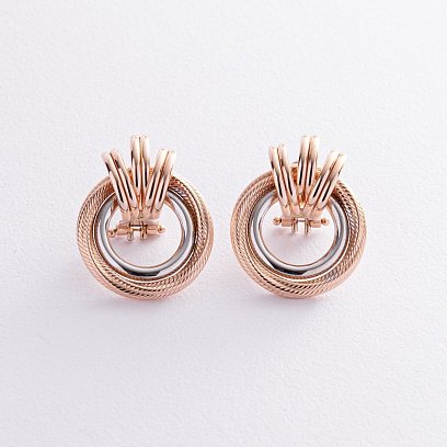 Золотые серьги "Кольца" с08366 №3