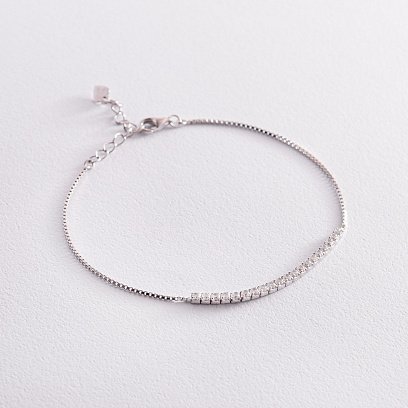 Серебряный браслет "Утонченный" с белыми фианитами 141606