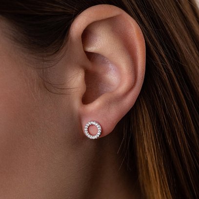 Серебряные серьги "Круговорот" с фианитами OR116150 №2