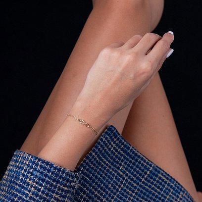 Браслет "Нескінченність" в жовтому золоті б04863 №2