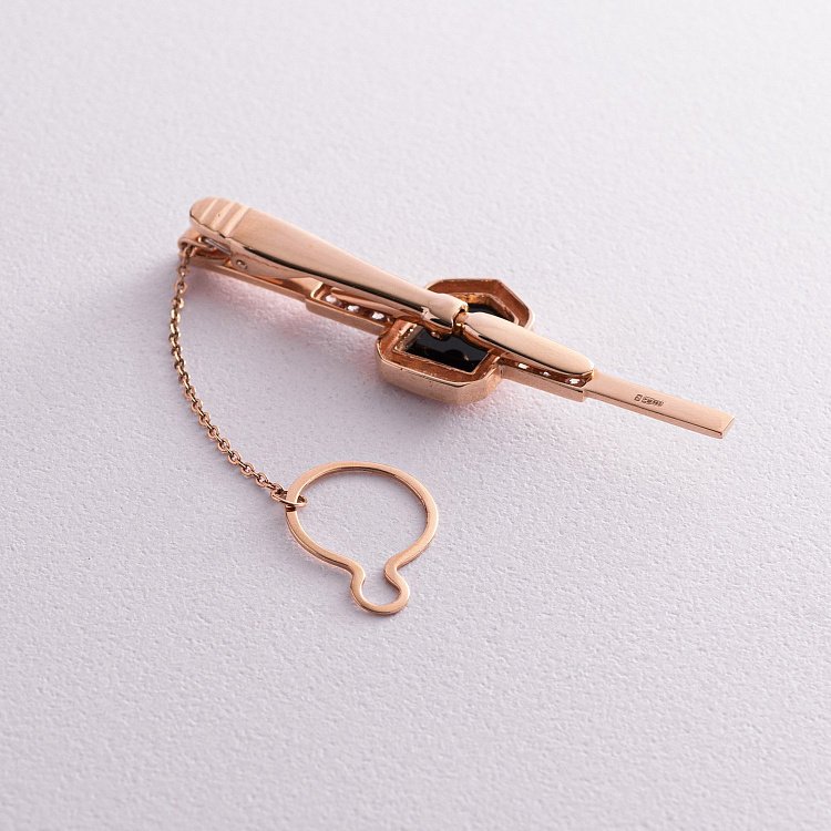 Золотой зажим для галстука Герб Украины "Тризуб" заж00009 от ювелирного магазина Оникс - 1