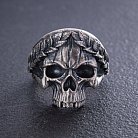 ﻿Мужское серебряное кольцо "Череп с венком" 112717 от ювелирного магазина Оникс - 7